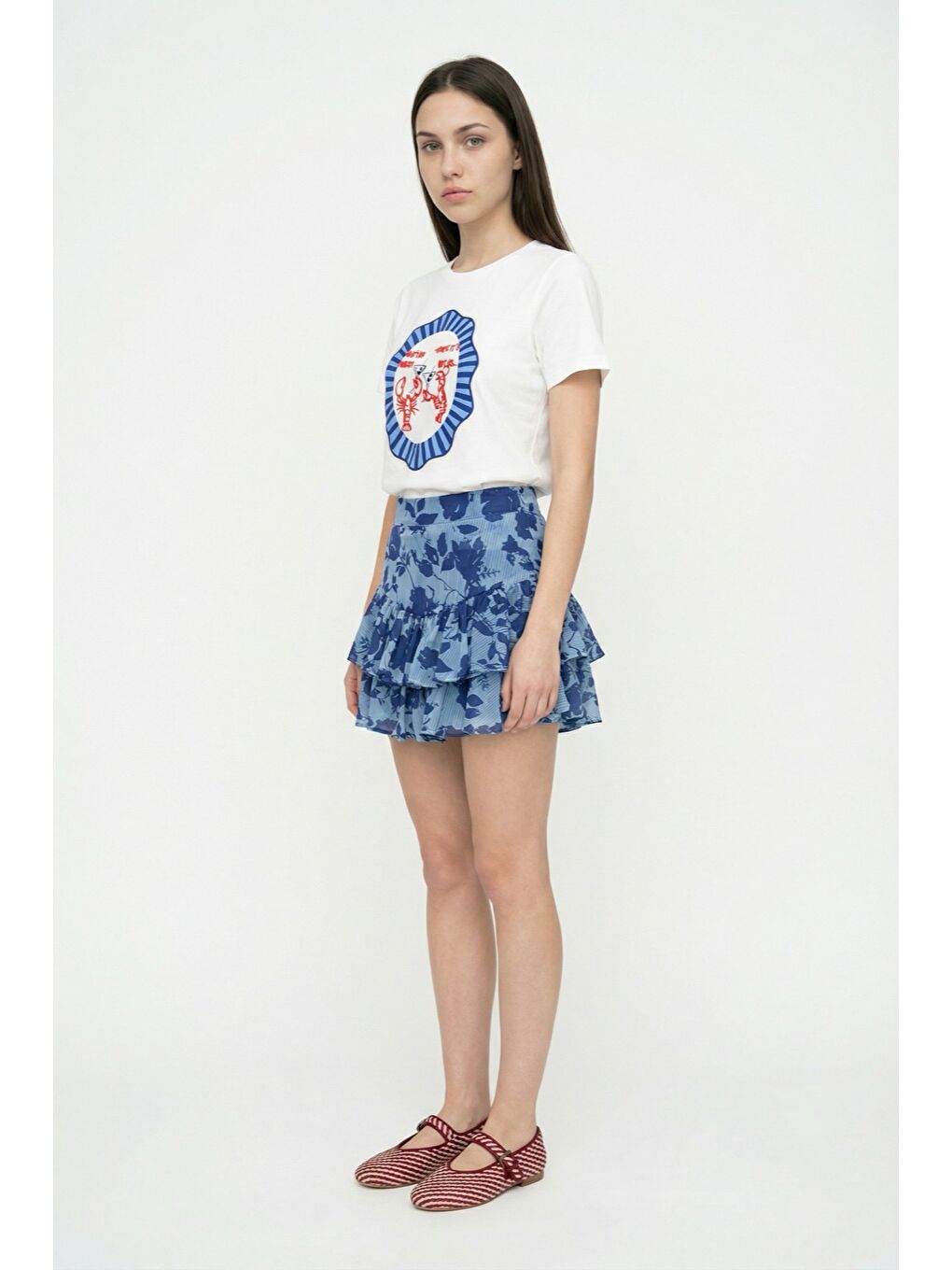 Istakoz Nakışlı Oversize Tişört Ekru-2