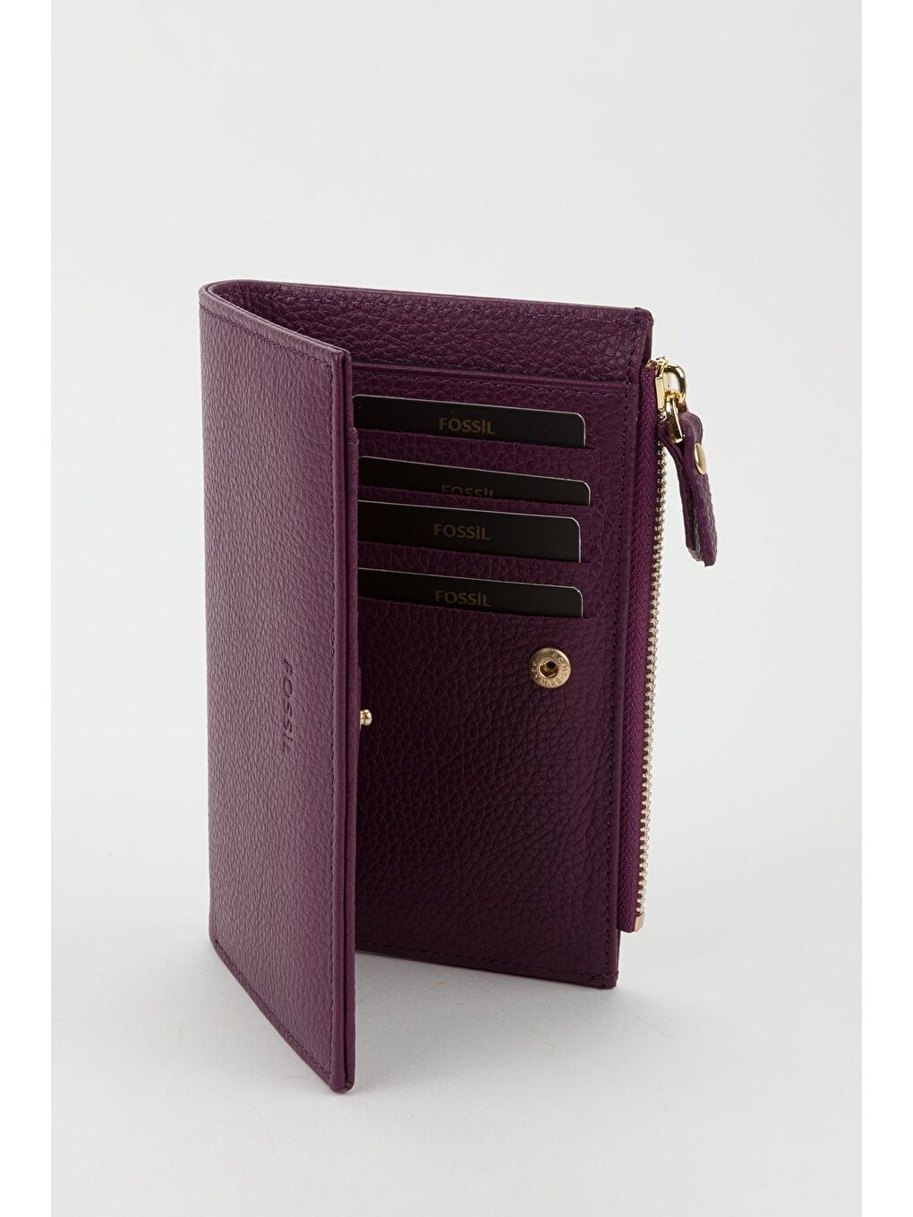 Kutulu Hakiki Deri Mürdüm Orta Boy Kadın El Portföyü Kartlık Cüzdan-2