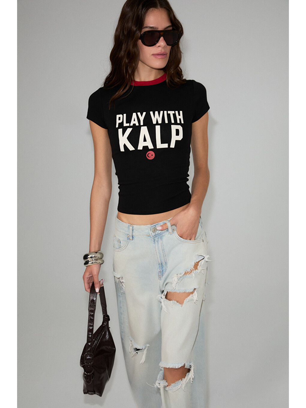 Siyah TOMRIS Kadın Yumuşak Ve Esnek Kumaşlı Organik Pamuklu Dünya Kupasına Özel Baskılı SİYAH T-Shirt-2