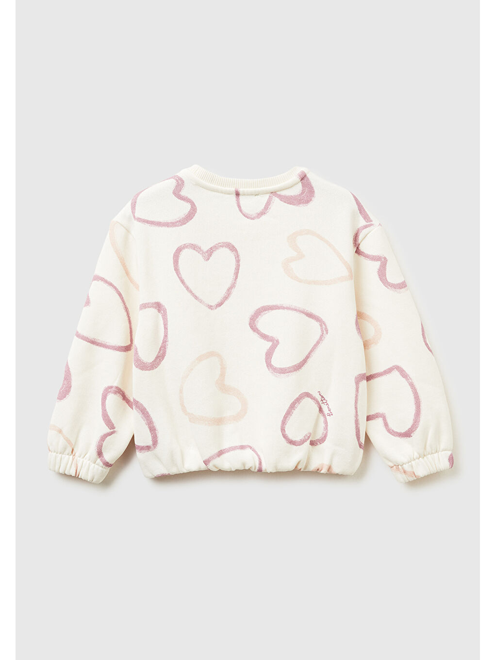 Kız Çocuk Ekru Mix Tamamı Baskılı Ribanalı Sweatshirt-1