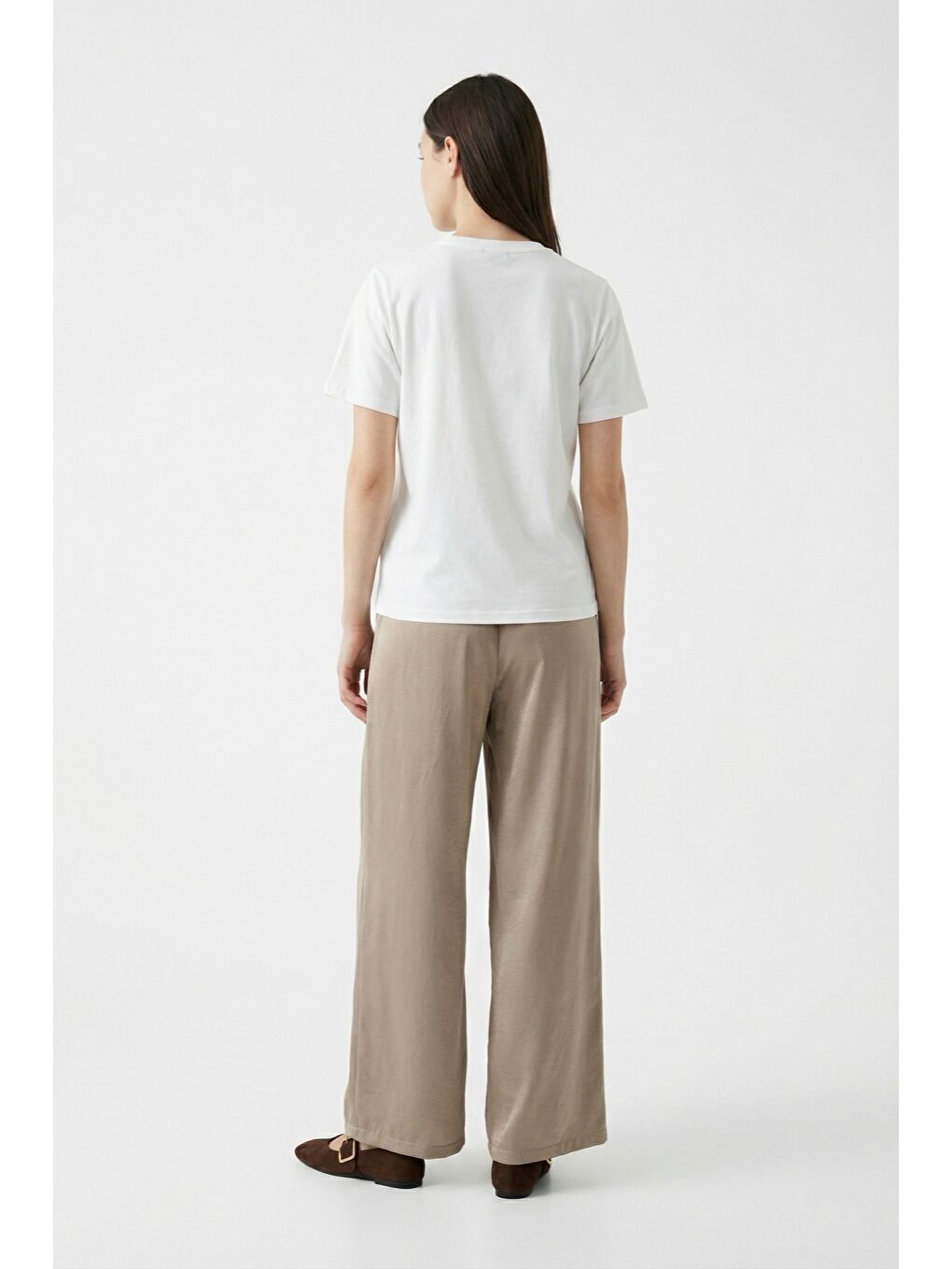 Espresso Nakışlı Baskılı Oversize Tişört Ekru-2