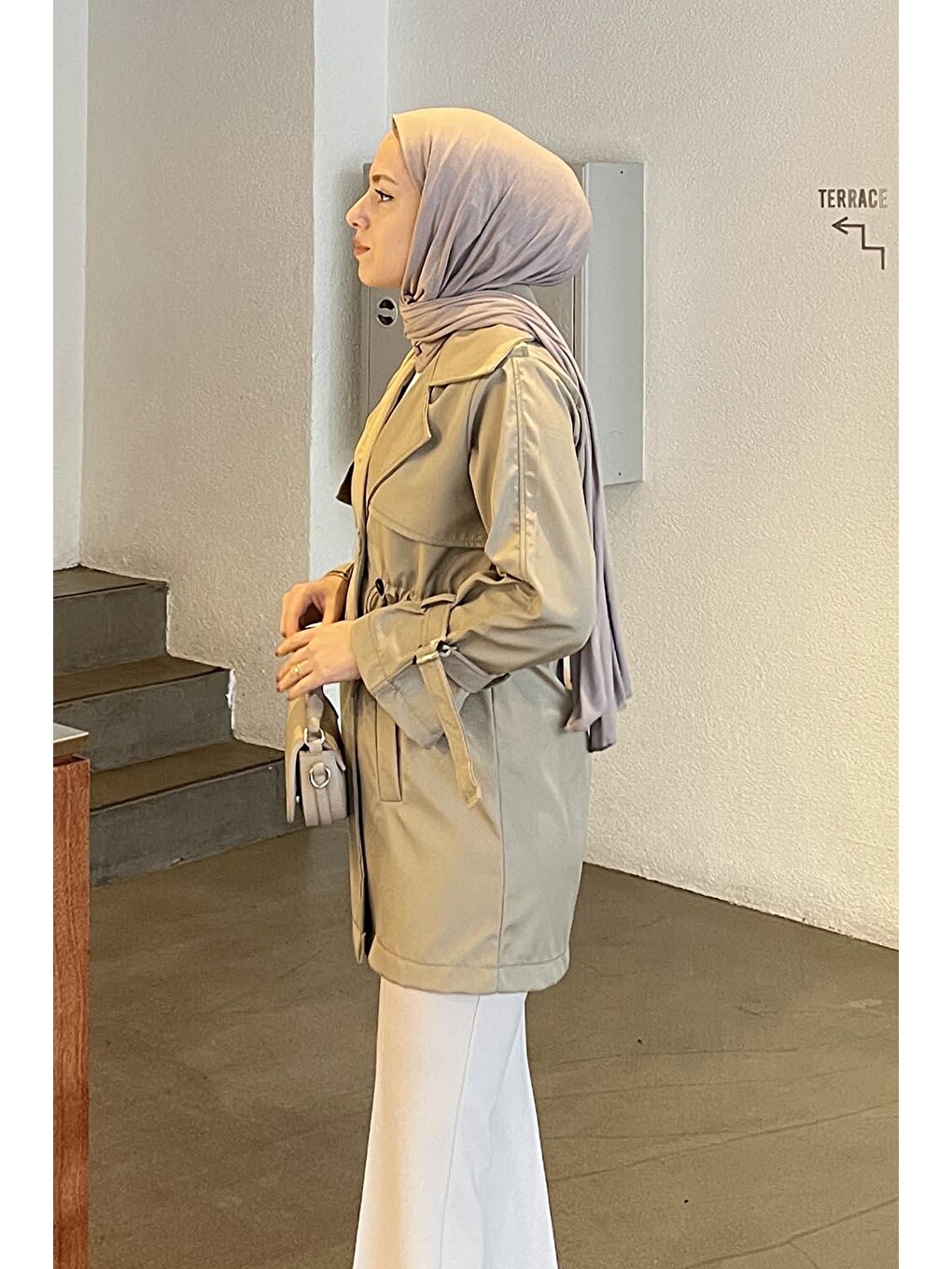 Bel Lastikli Trenç Yağ Yeşili-2