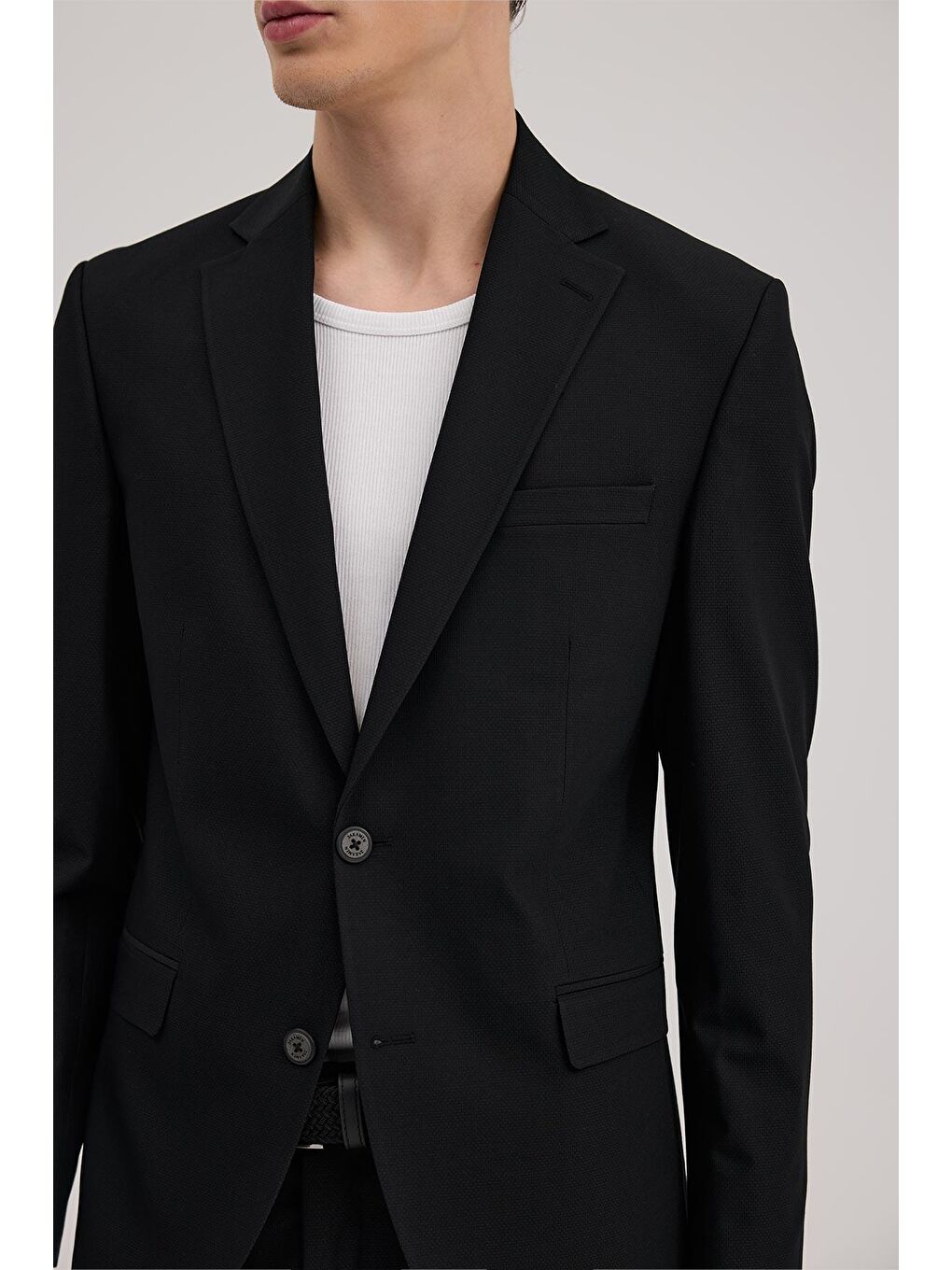 Siyah Slim Fit Mono Yaka Takım Elbise-2