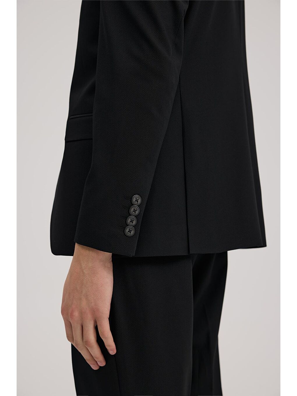 Siyah Slim Fit Mono Yaka Takım Elbise-4