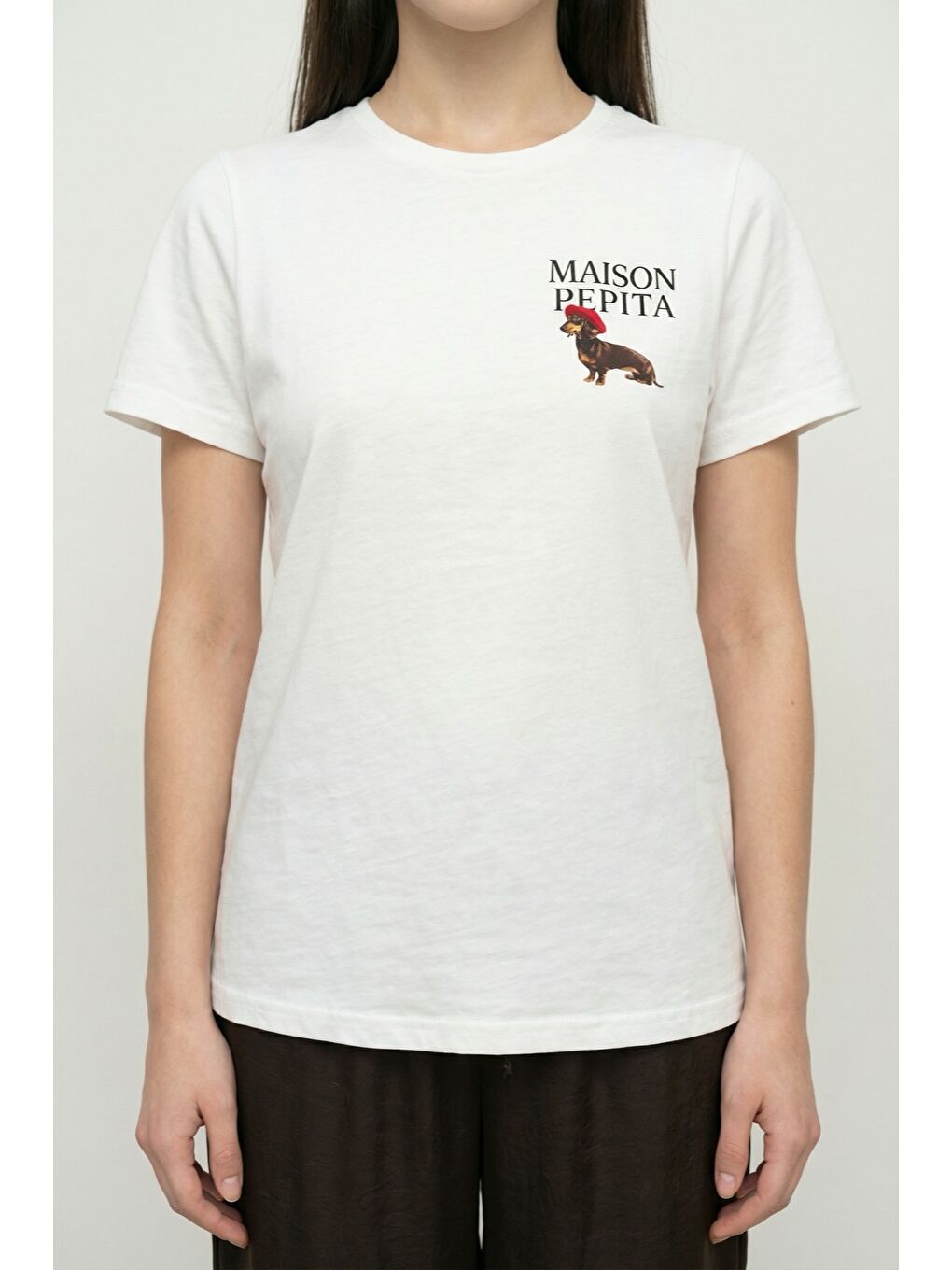 Köpek Baskılı Oversize Tişört Ekru-1