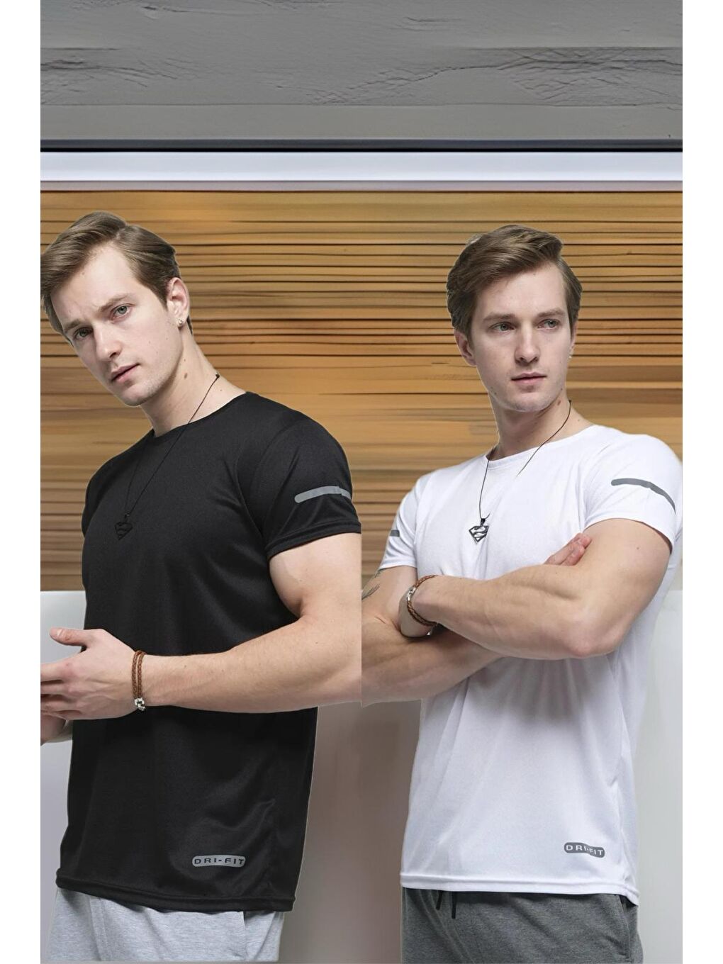 Siyah Cappi 2'li Paket Slim Fit Performans Antrenman Sporcu Erkek Tişört