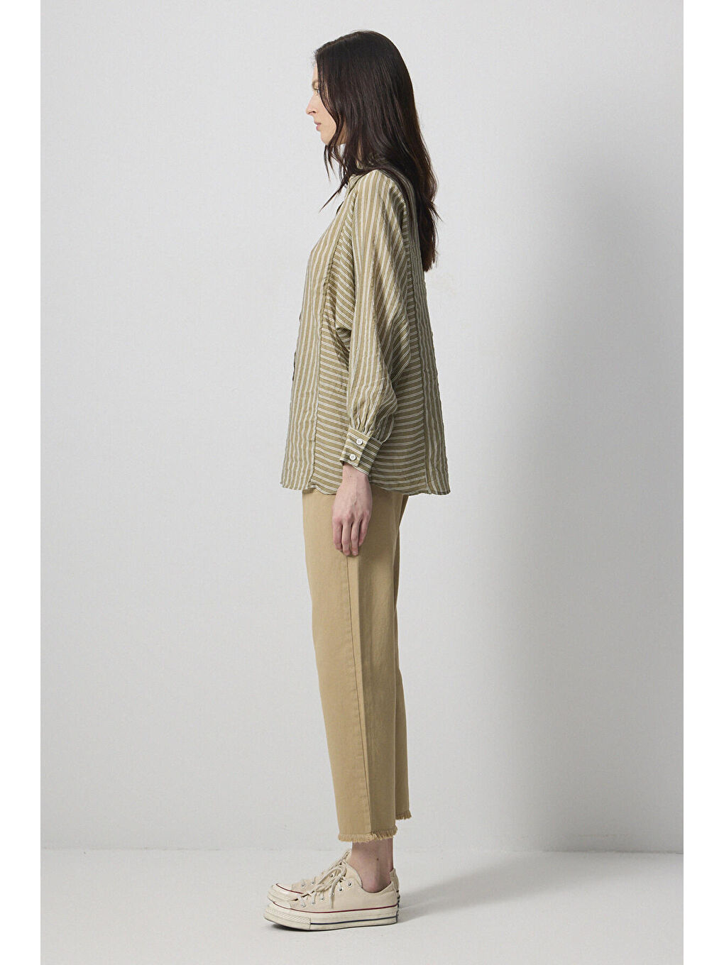 Yeşil Çizgili Viskon Gömlek-2