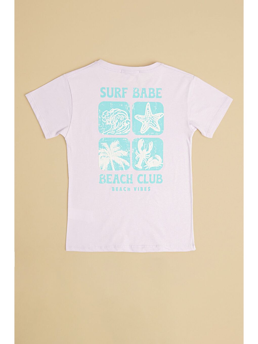 Lila Surf Babe Yazı Baskılı Kız Çocuk Tişört-1