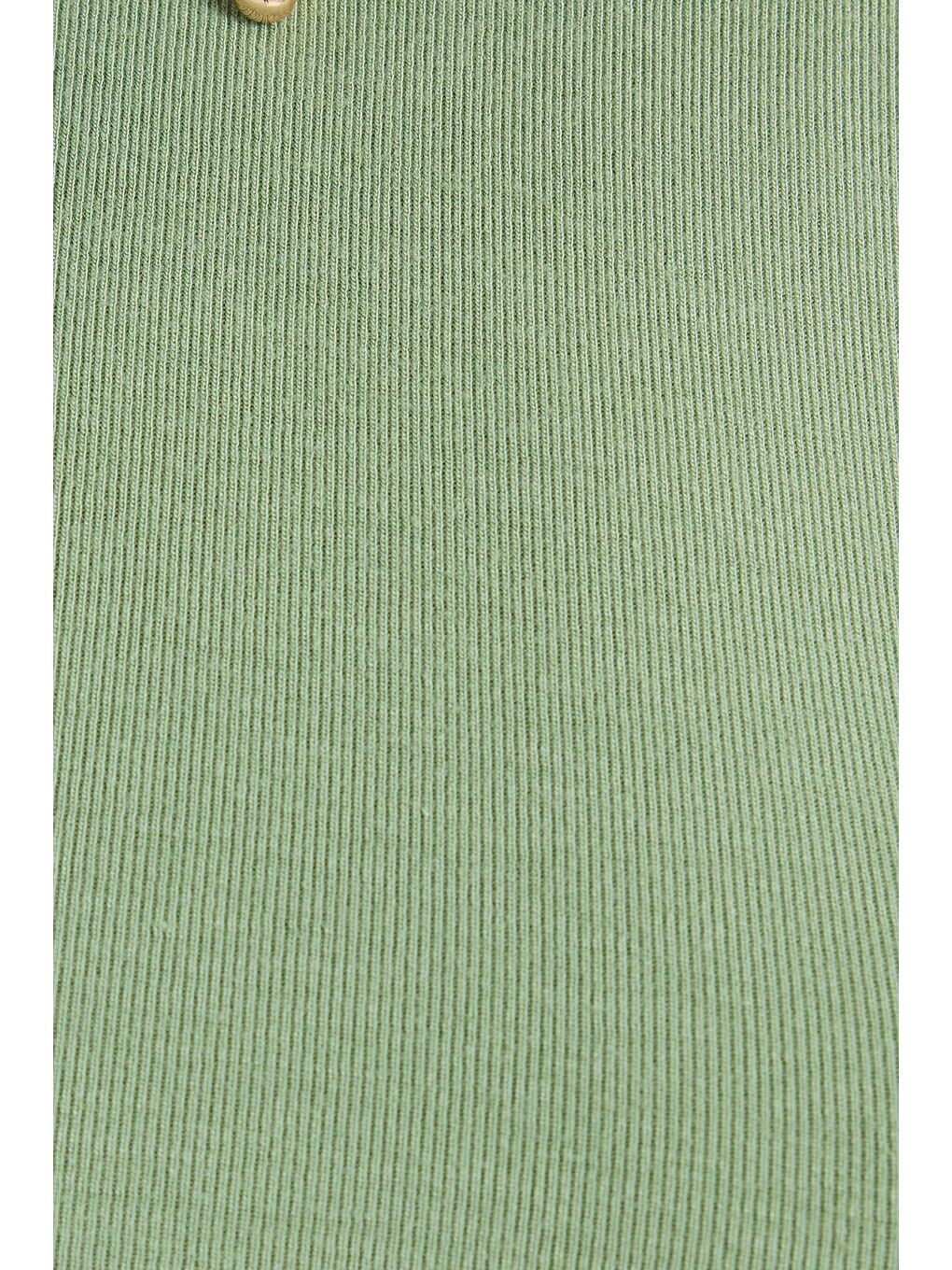 Kadın Regular Fit Klasik Kesim Bisiklet Yaka Viskon Kumaş Ultra Soft Yeşil Tişört-5