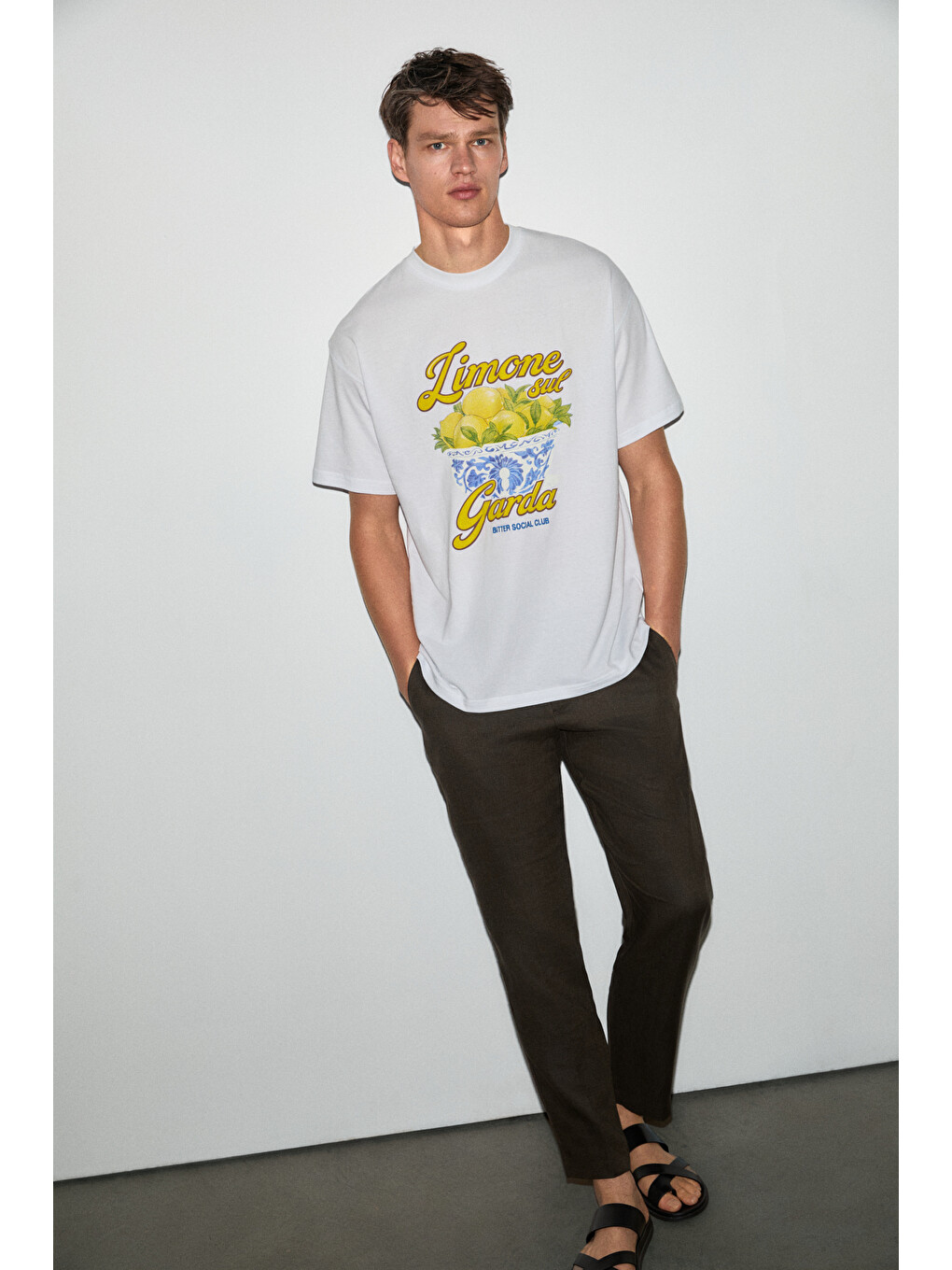 Beyaz GUARDIANO Erkek %100 Organik Pamuklu Baskı Detaylı Rahat Kalıp BEYAZ T-Shirt-3