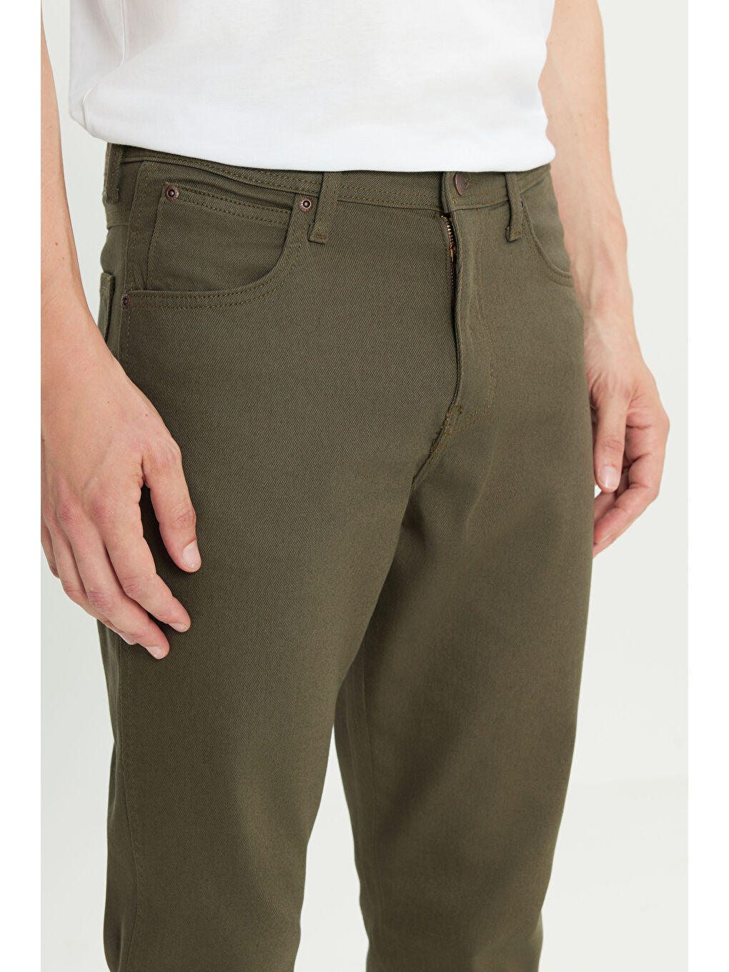 Haki Arizona Straight Fit Normal Bel Esnek Pantolon-4