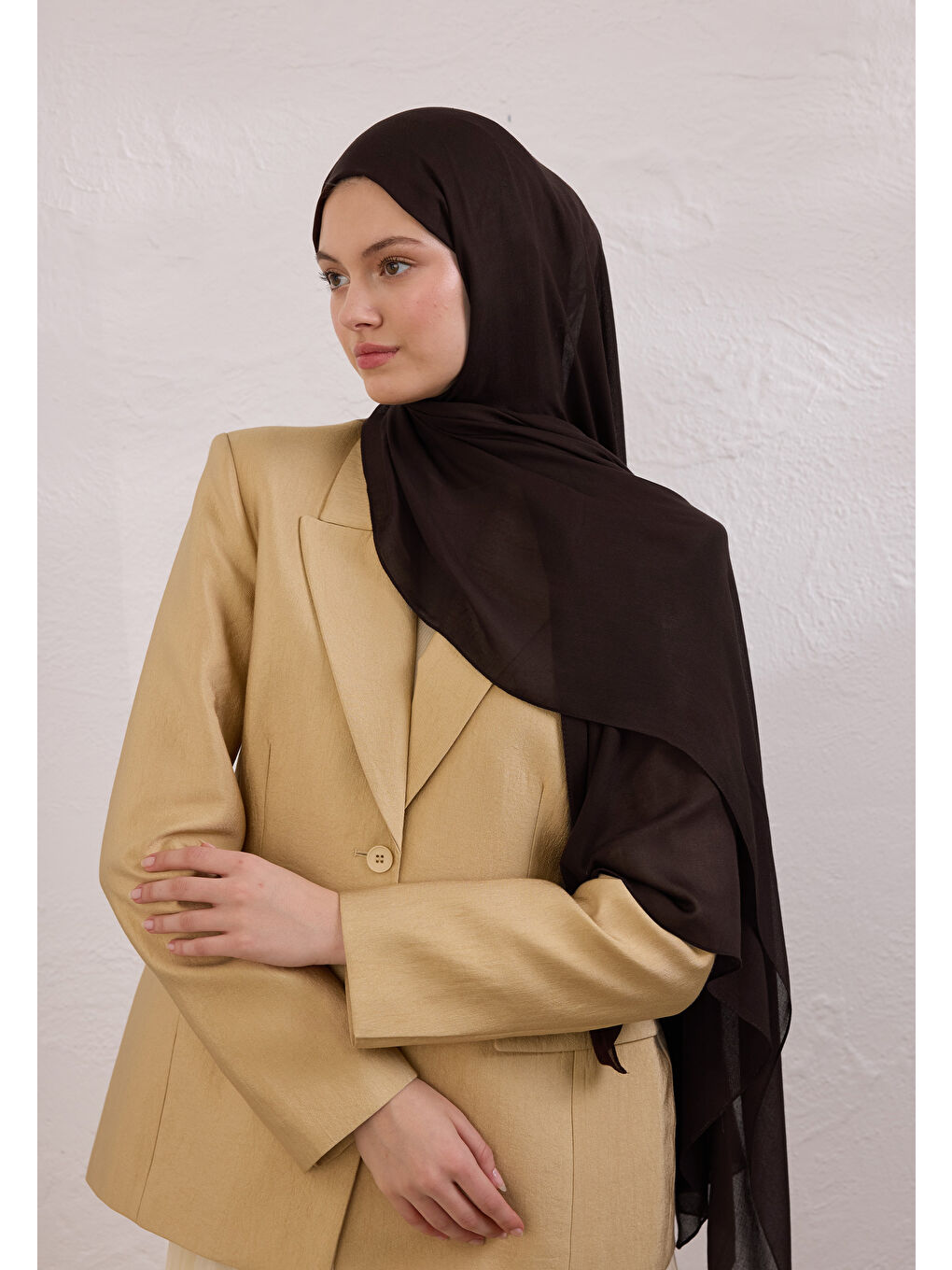 Kahverengi Soft Viskon Şal Acı Kahve-1