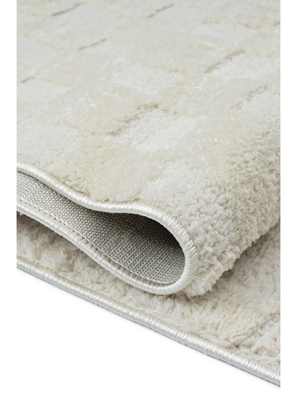 Ekru Jung 7184 Modern Dokuma Yumuşak Post Shaggy Halı-80x300 cm-2