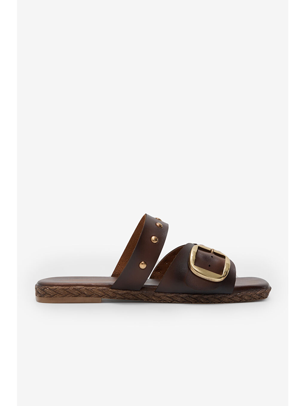 Kahverengi Kadın Taba Rahat Kalıp Termo Taban Çapraz Bantlı Tokalı Terlik-4