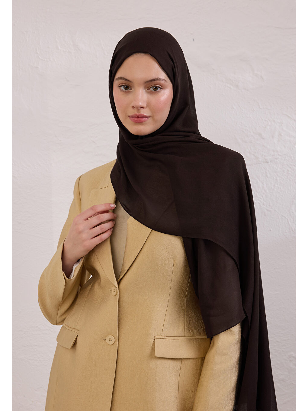 Kahverengi Soft Viskon Şal Acı Kahve-2