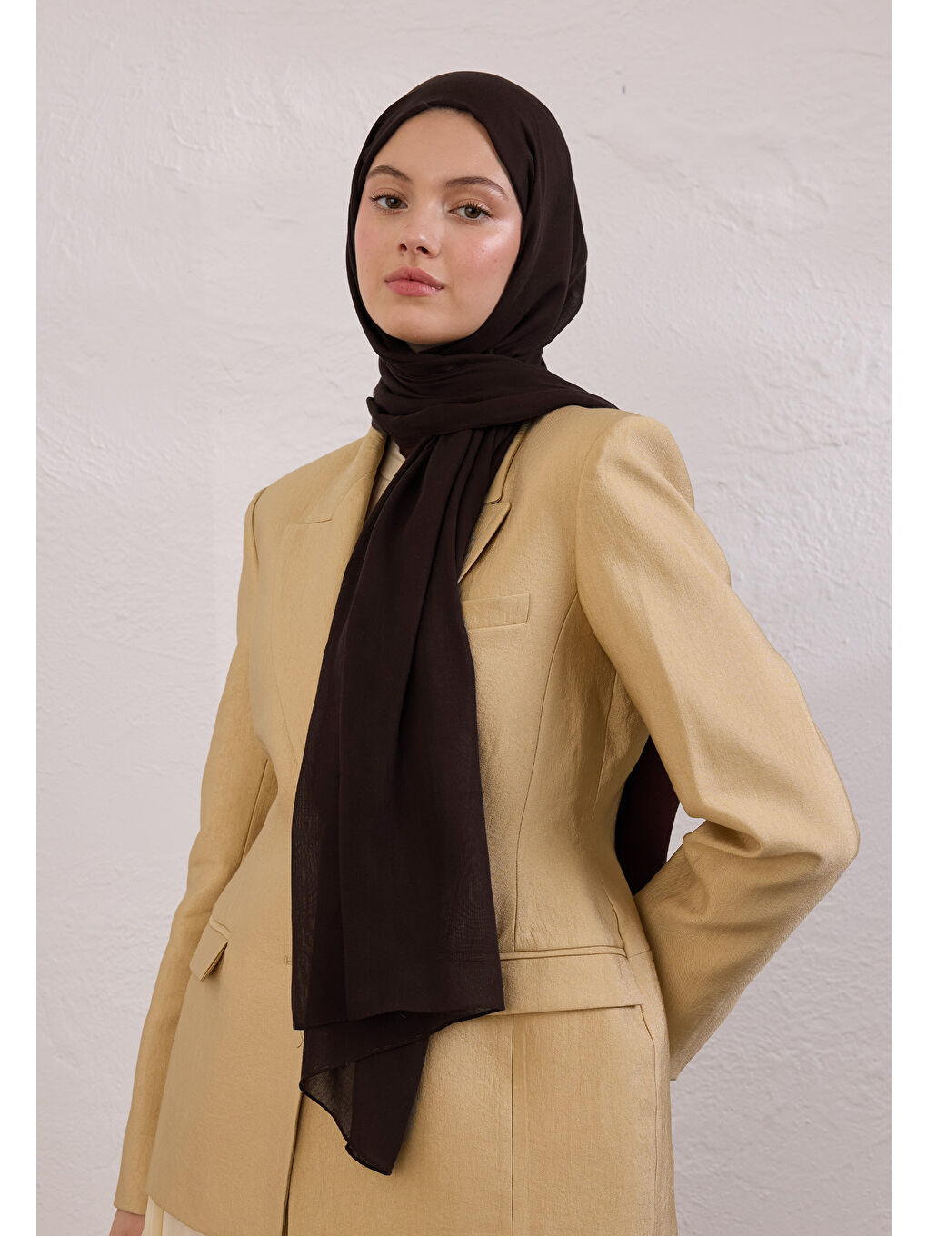 Kahverengi Soft Viskon Şal Acı Kahve-3