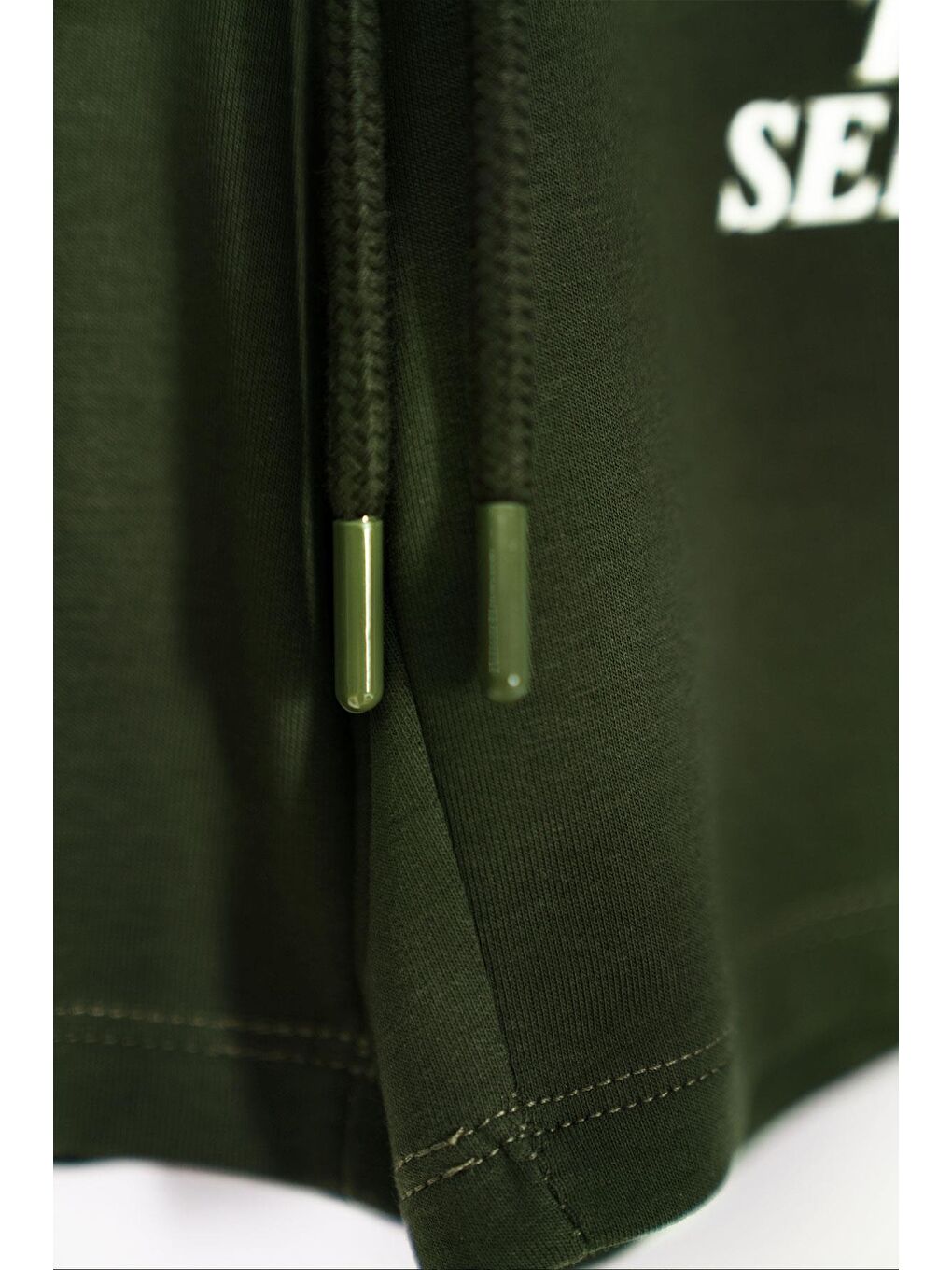 Yazı Baskılı Bağcık Detaylı Haki Renk Erkek Çocuk Kapri-2