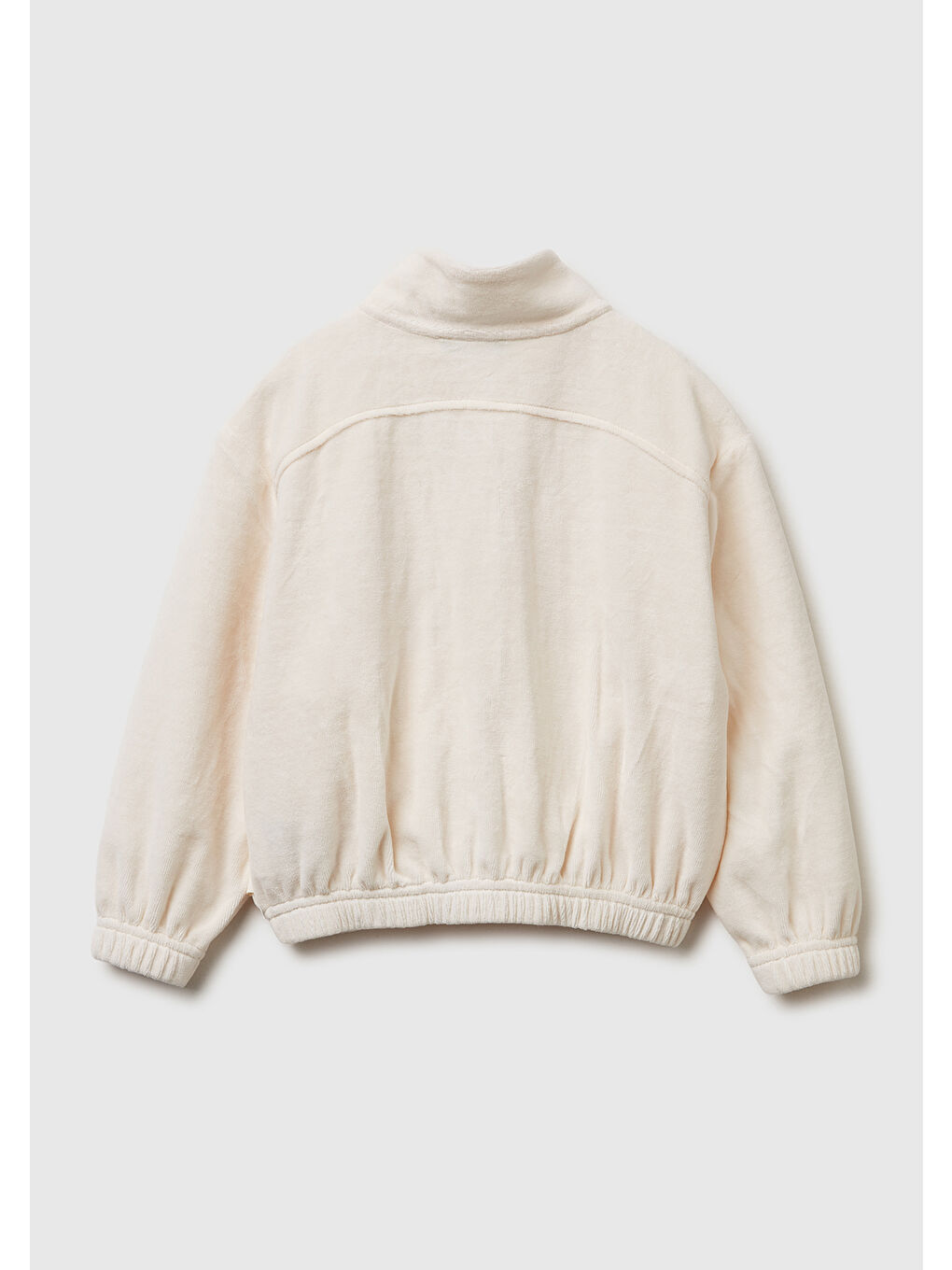 Kız Çocuk Ekru Göğüs Baskılı Logo Etiketli Fermuarlı Yan Cepli Sweatshirt-1