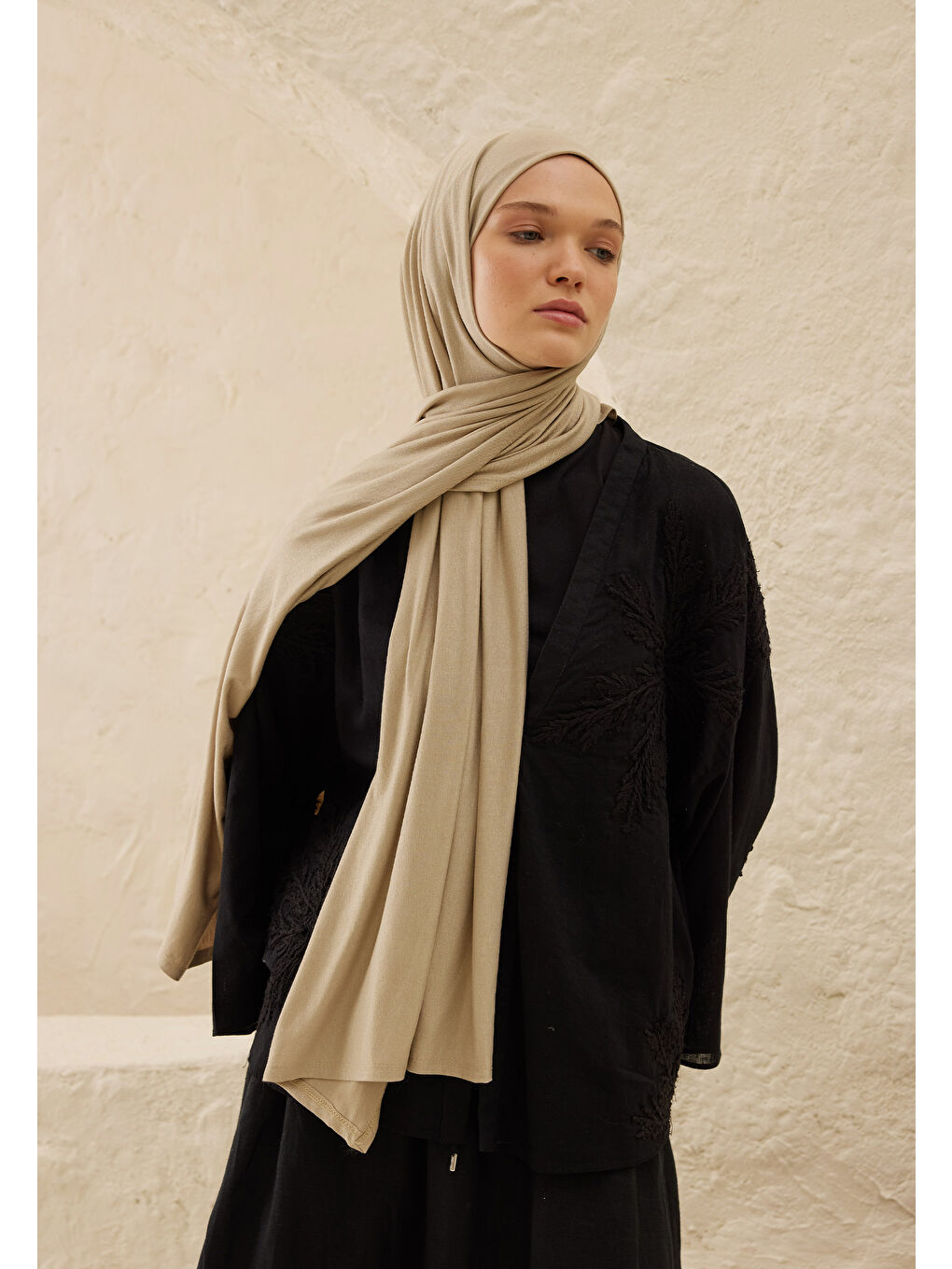 Penye Şal Naturel Bej-1