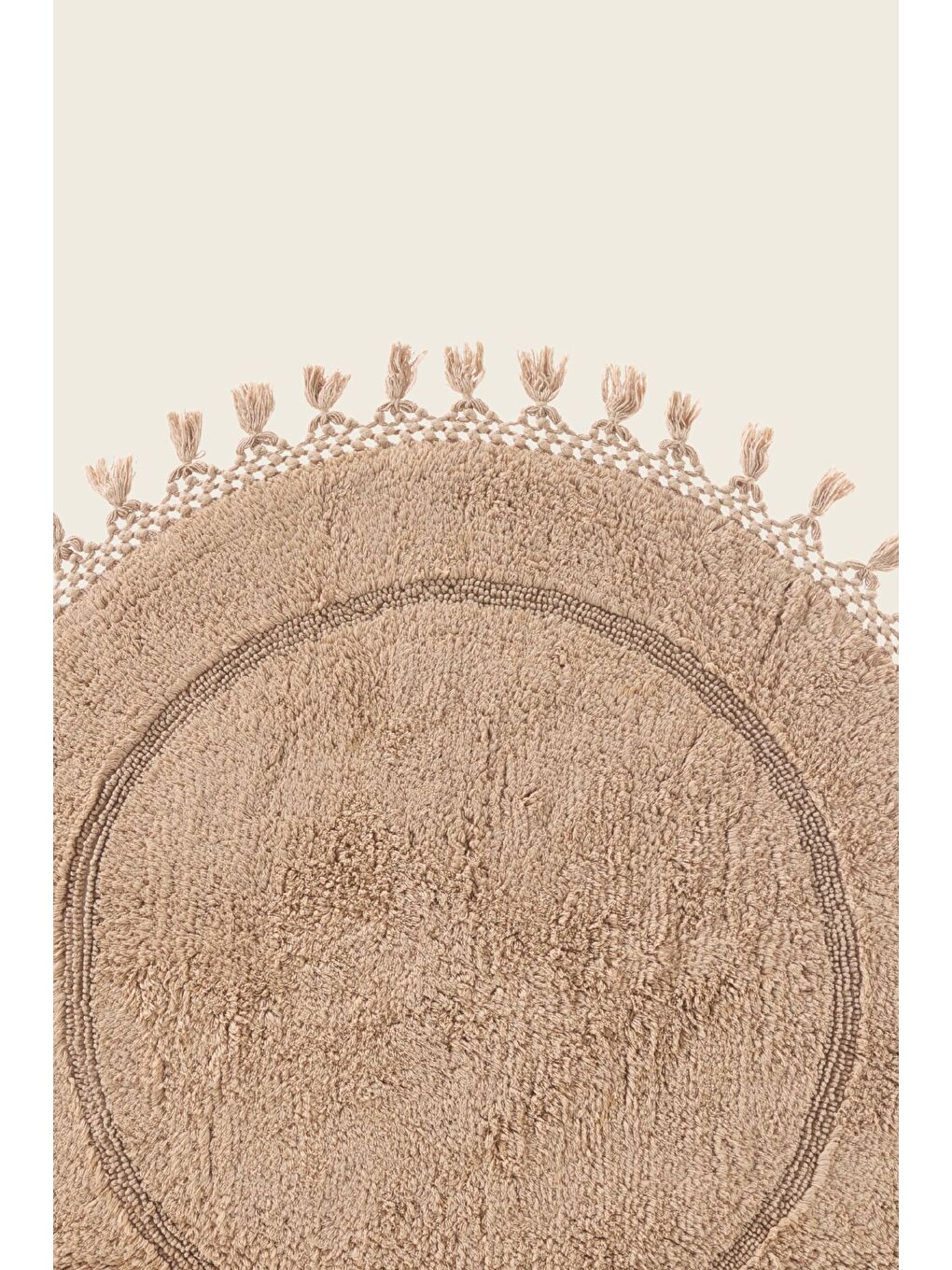 Nora Yuvarlak Banyo Paspası  100 Pamuk 90x90 Bej-3