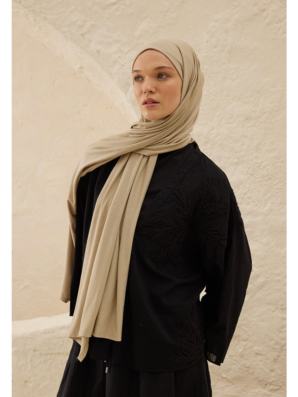 Penye Şal Naturel Bej-2