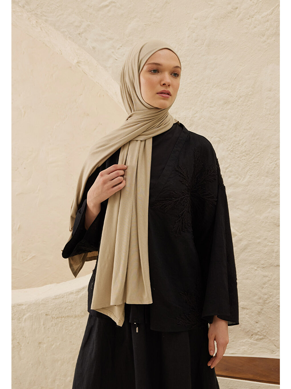 Penye Şal Naturel Bej-3