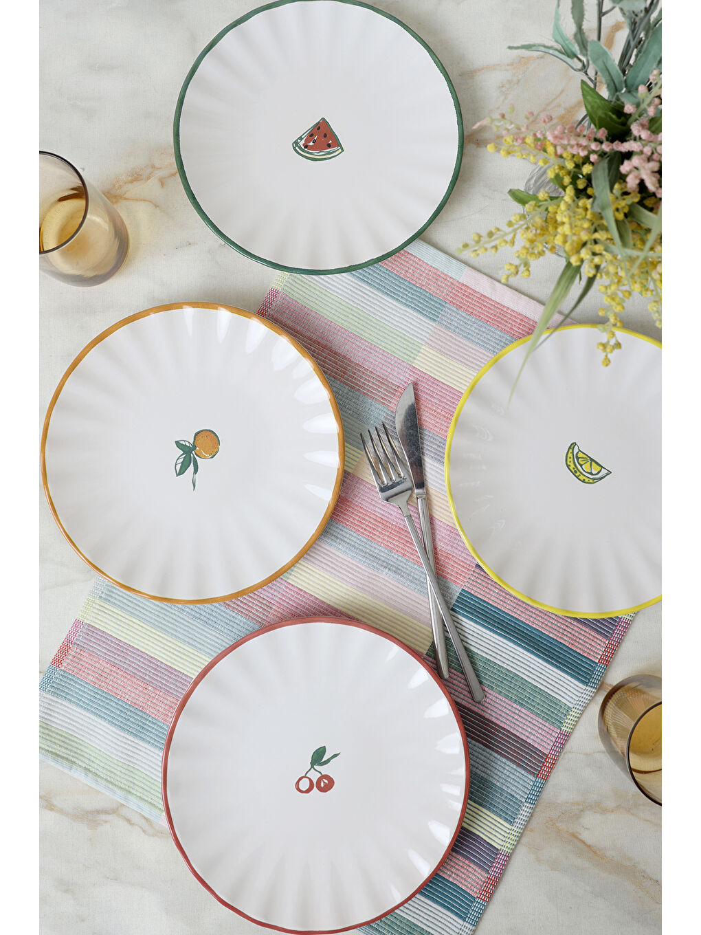 Karışık Fruit Feast Sirius Pasta Tabağı 22 Cm 4 Adet