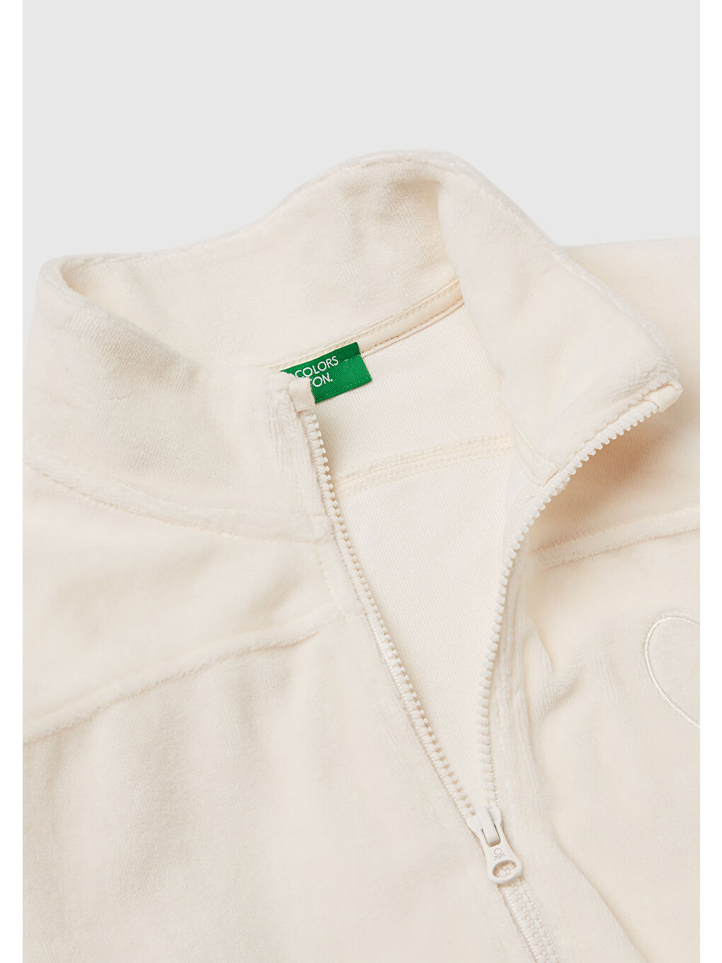 Kız Çocuk Ekru Göğüs Baskılı Logo Etiketli Fermuarlı Yan Cepli Sweatshirt-2