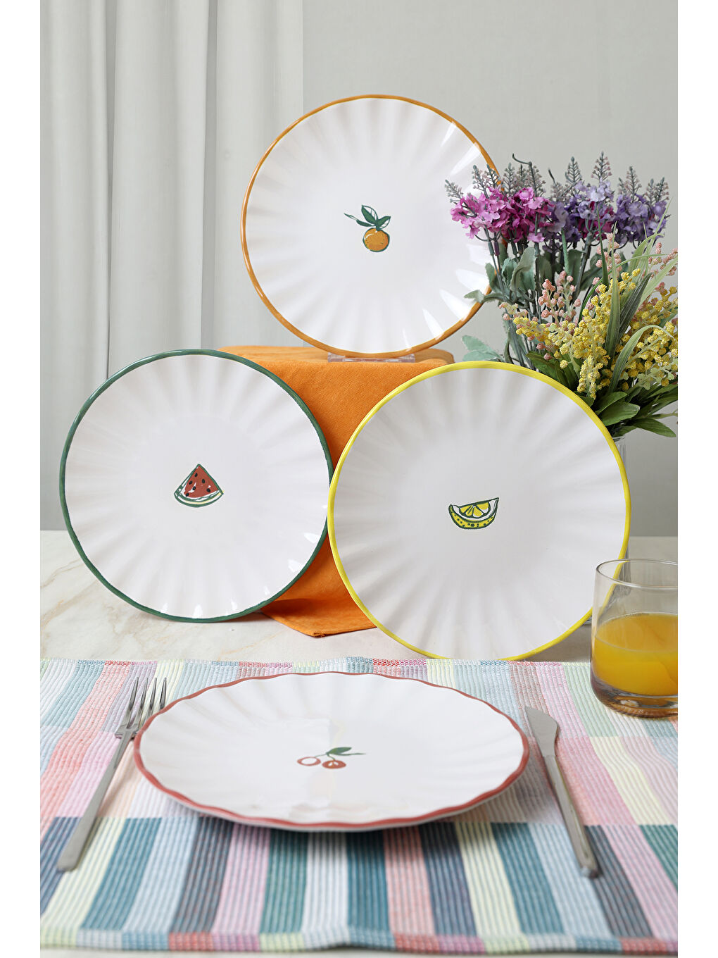 Karışık Fruit Feast Sirius Pasta Tabağı 22 Cm 4 Adet-1