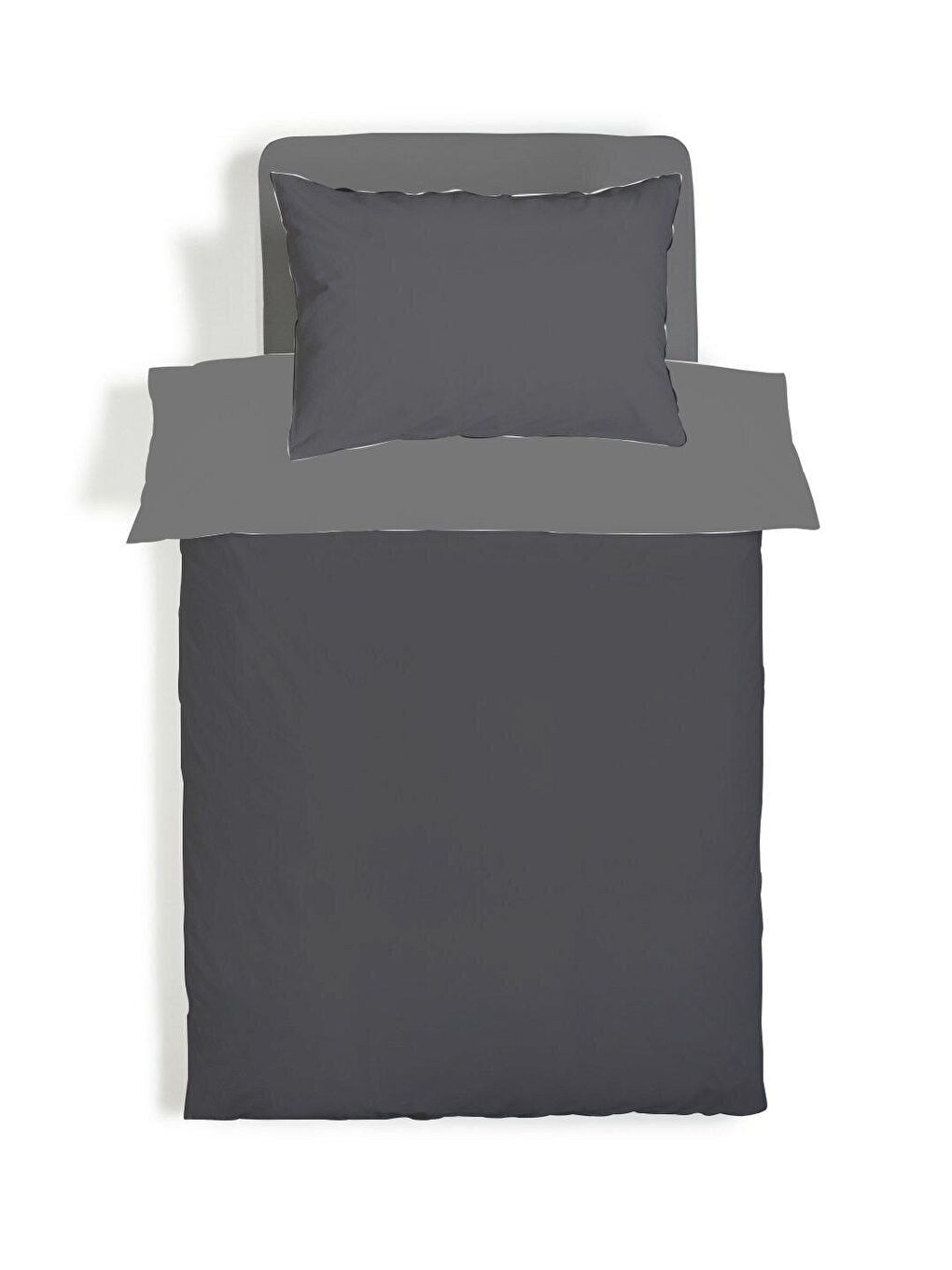 Karışık Çift Taraflı Düz Siyah Çarşafsız Takım Tek Kişilik Nevresim Takımı 160x220 Cm-1