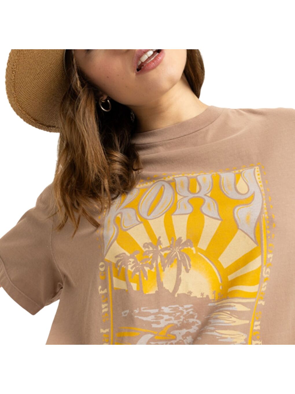 Sunnyoversize Enzyme Wash Kadın Kahverengi Tişört-2