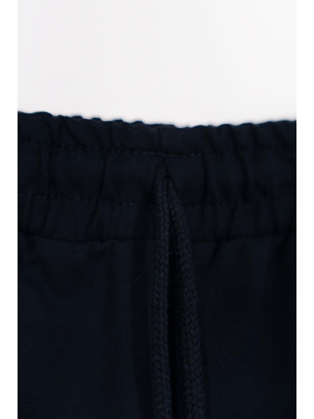 Yazı Baskılı Bağcık Detaylı Lacivert Renk Erkek Çocuk Kapri-1