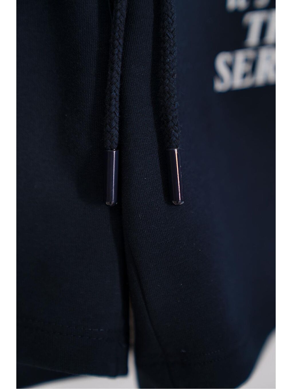 Yazı Baskılı Bağcık Detaylı Lacivert Renk Erkek Çocuk Kapri-3