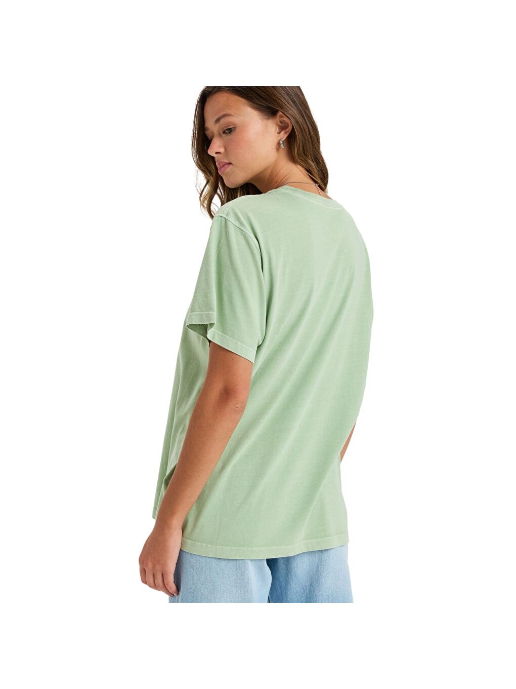 Haki Sunnyoversize Enzyme Wash Kadın Yeşil Tişört-3