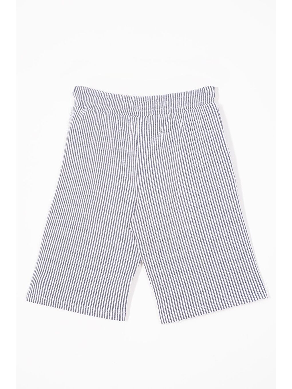 Beli Lastikli Cep Detaylı Çizgili Lacivert Renk Erkek Çocuk Şort-3