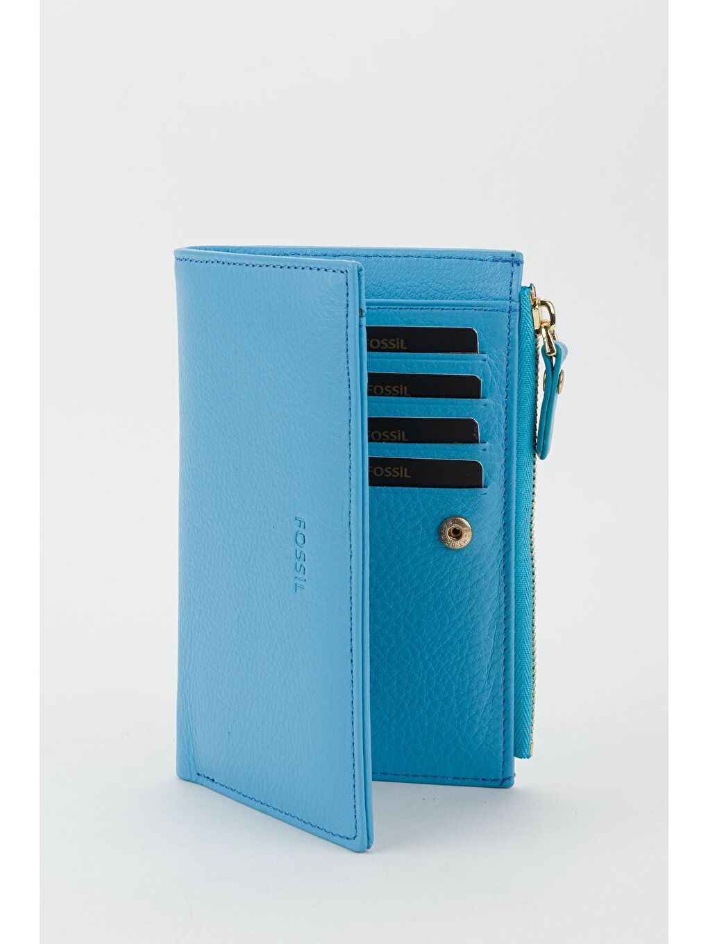 Mavi Kutulu Hakiki Deri Mürdüm Orta Boy Kadın El Portföyü Kartlık Cüzdan-1