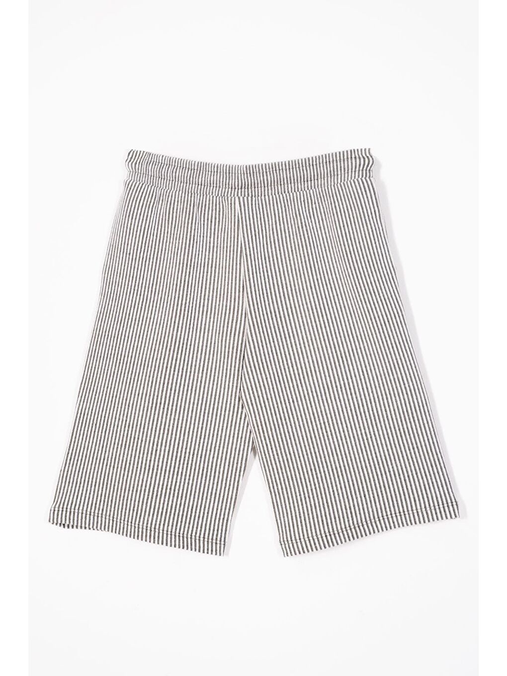 Beli Lastikli Cep Detaylı Çizgili Haki Renk Erkek Çocuk Şort-2
