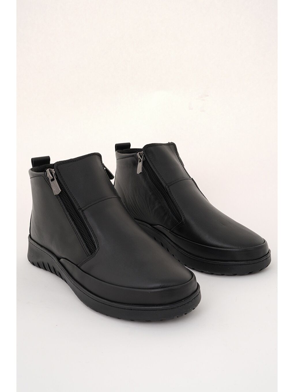 Siyah FENİKS Hakiki Deri Çift Fermuarlı Kadın Bot-2