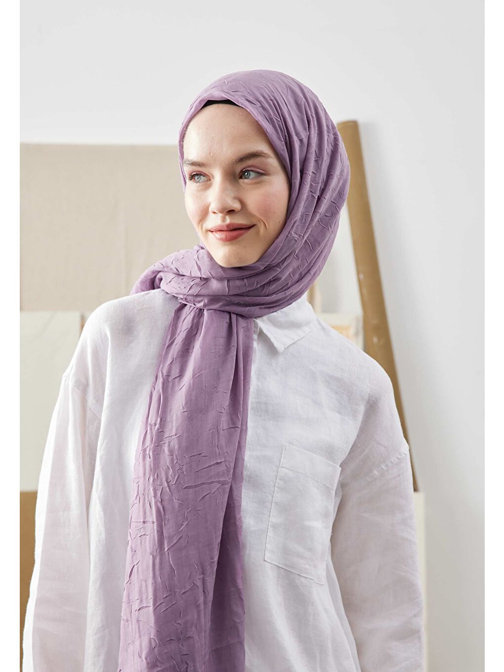 Lila Bambu Şal Lavanta-2
