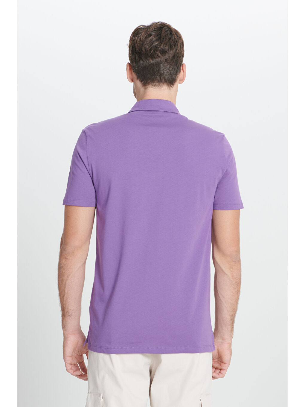 Erkek Mor Standart Fit Normal Kesim %100 Pamuk Yumuşak Dokulu Baskılı Polo Yaka Tişört-4