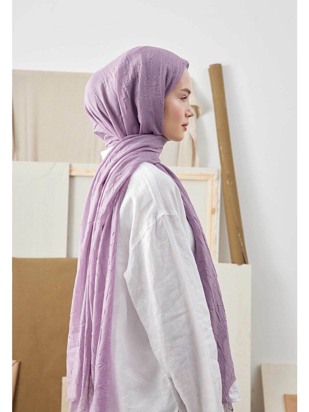 Lila Bambu Şal Lavanta-3