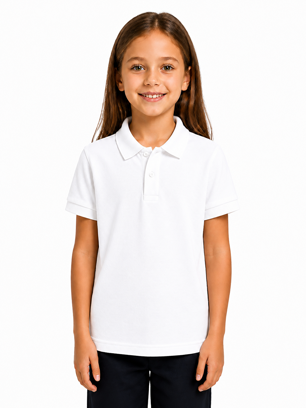 Beyaz Kids Polo Yaka Basic Kısa Kollu Unisex Çocuk Tişört