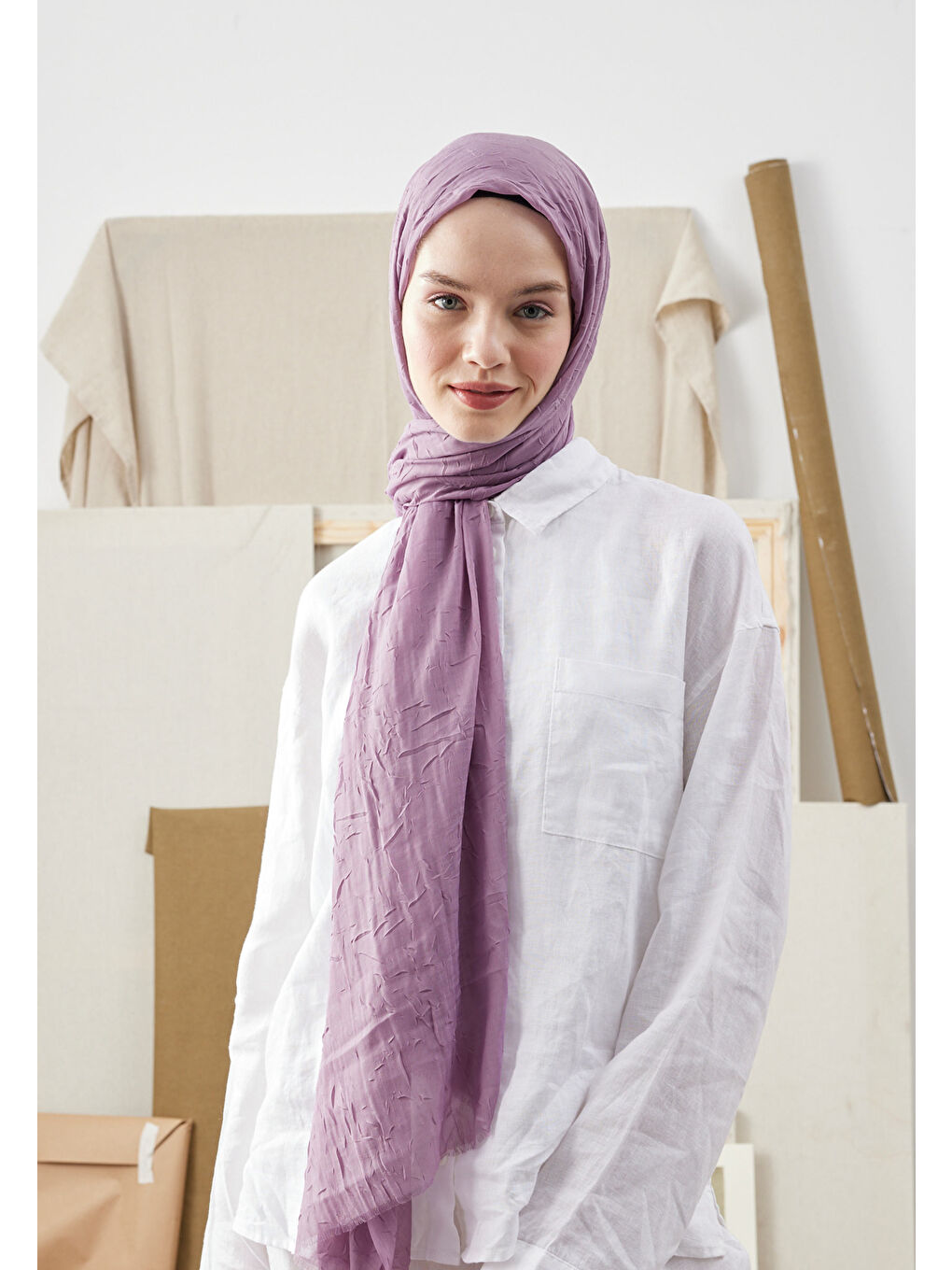 Lila Bambu Şal Lavanta-4