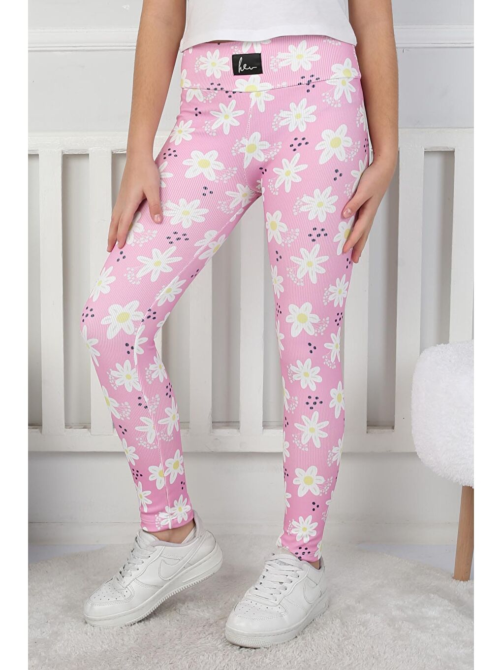 Kız Çocuk Pembe Çiçekli Kız Çocuk Tayt - 26716-1