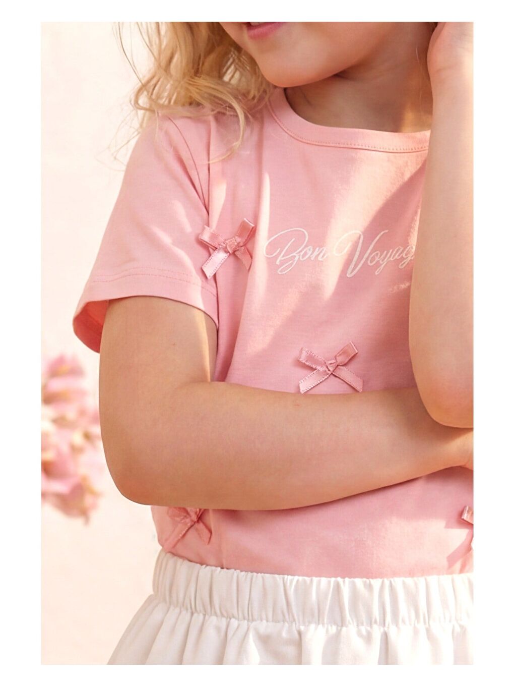 Kız Çocuk Pamuklu Pembe Tişört Etek Takım-2