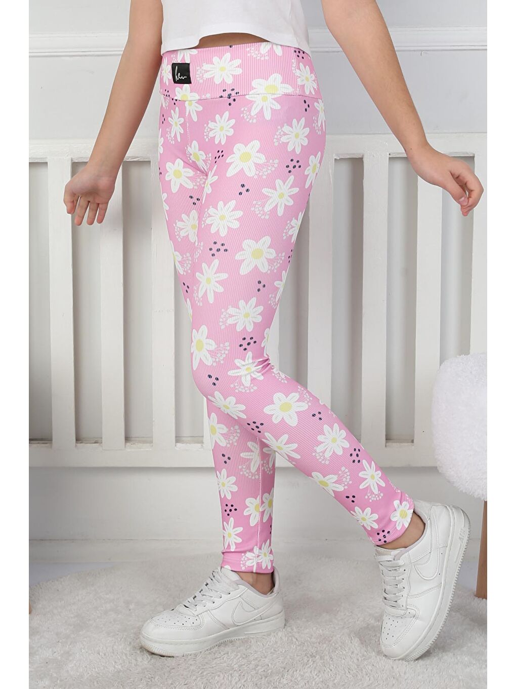 Kız Çocuk Pembe Çiçekli Kız Çocuk Tayt - 26716-2