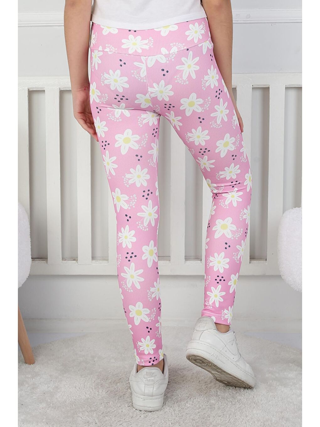 Kız Çocuk Pembe Çiçekli Kız Çocuk Tayt - 26716-3