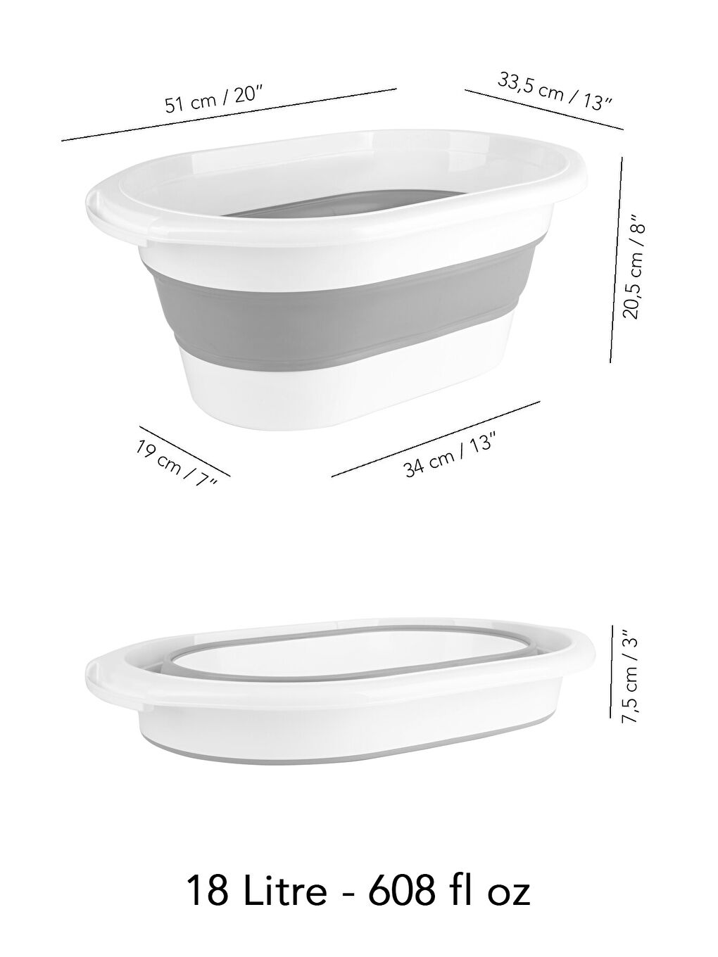 Gri 3'lü Katlanır Çamaşır Sepeti 18 l-6