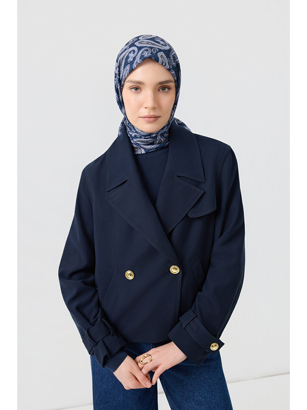 Pamuk Eşarp Timeless İndigo-1