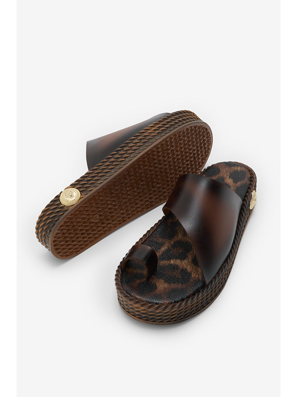 Kahverengi Kadın Taba Poli Taban Rahat Kalıp Parmak Arası Terlik-1